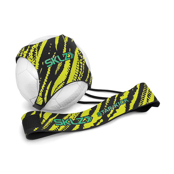 Green star kick touch trainer with soccer ball attached