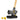 A ball launcher fires baseballs in a practice environment with two balls nearby
