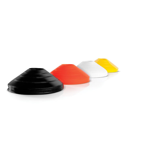 Black, White, Yellow and Red agility cones