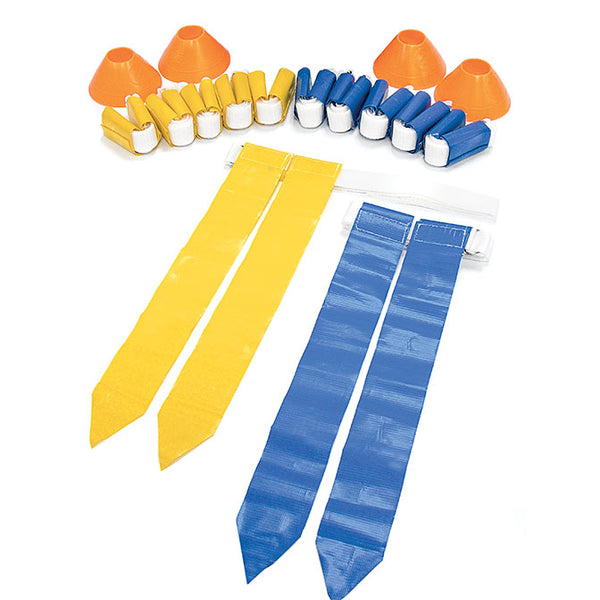 Blue and Yellow flag football set and 4 orange cones