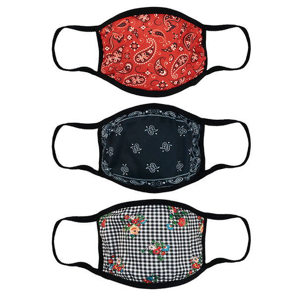 Bandana Double Layer Adult's Face Mask - 3 Pcs