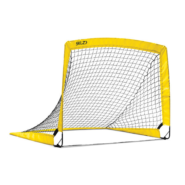 Side view of Black and Yellow small youth soccer training net