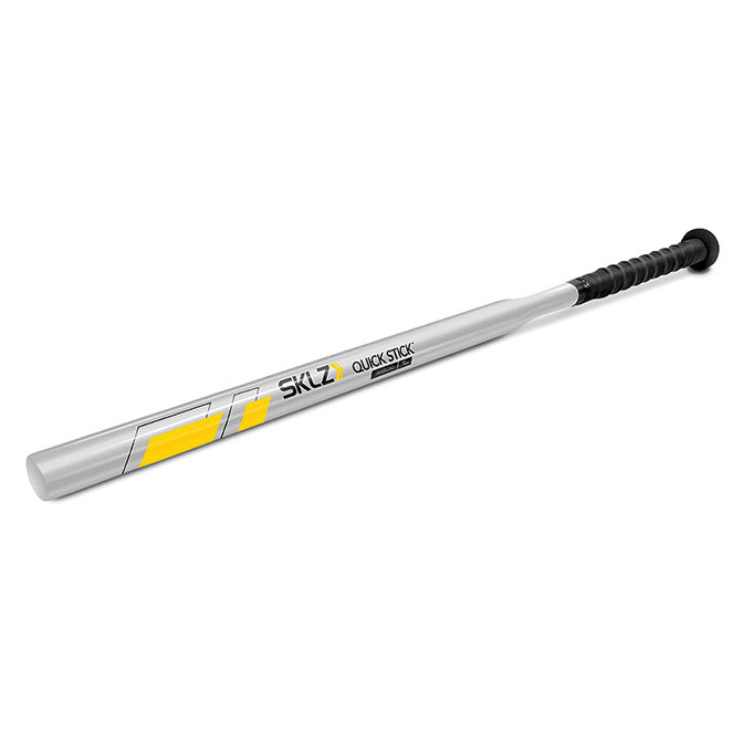 SKLZ quick stick, silver and yellow baseball training bat