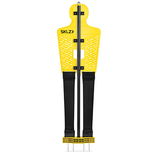 Full view of SKLZ yellow and black pro training defender on white background