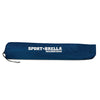 Blue portable carrying bag written sports brella on top