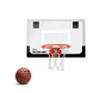 Mini white and black basketball hoop and backboard