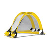Two black and yellow soccer playmate goal nets