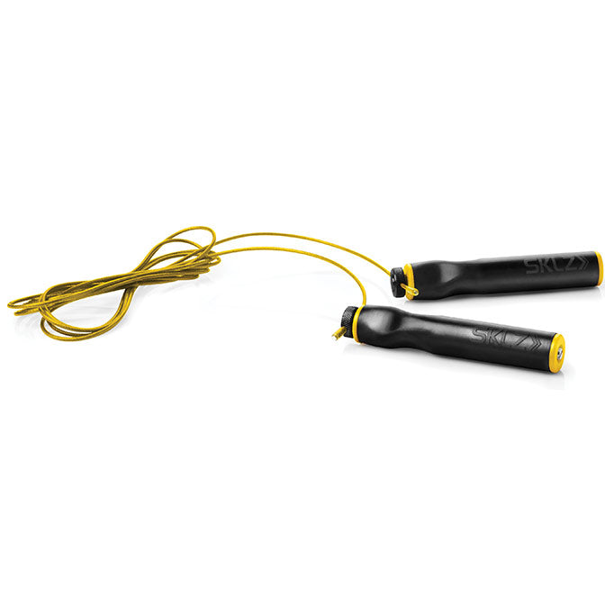 Yellow speed rope with black handles